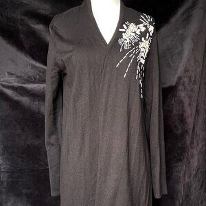 Alfani Small Black Beaded Open Cardigan